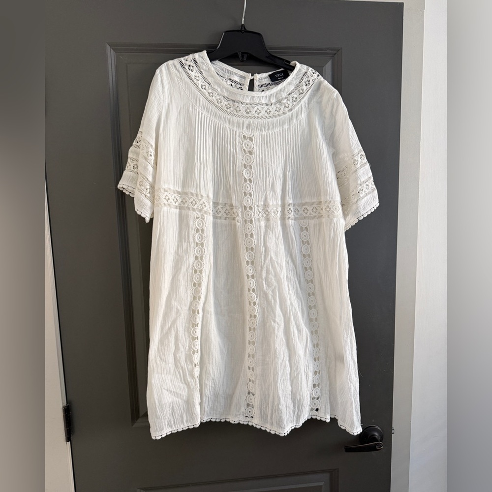 White VICI Lace Trim Women's Dress